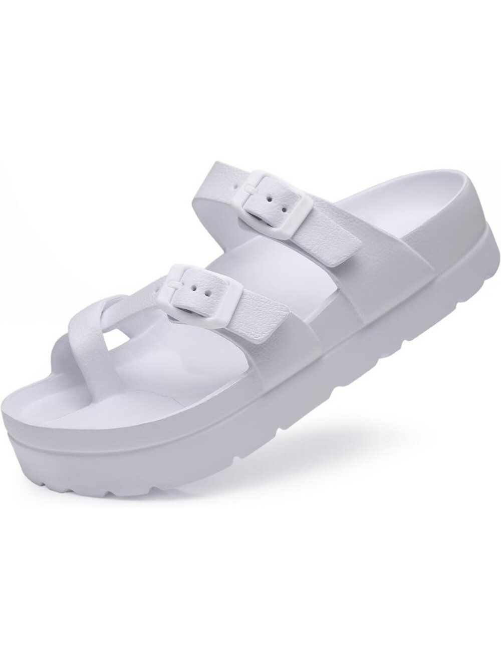 Women's White Platform Sandals Arch Support Comfortable Foam Cushioning Slides